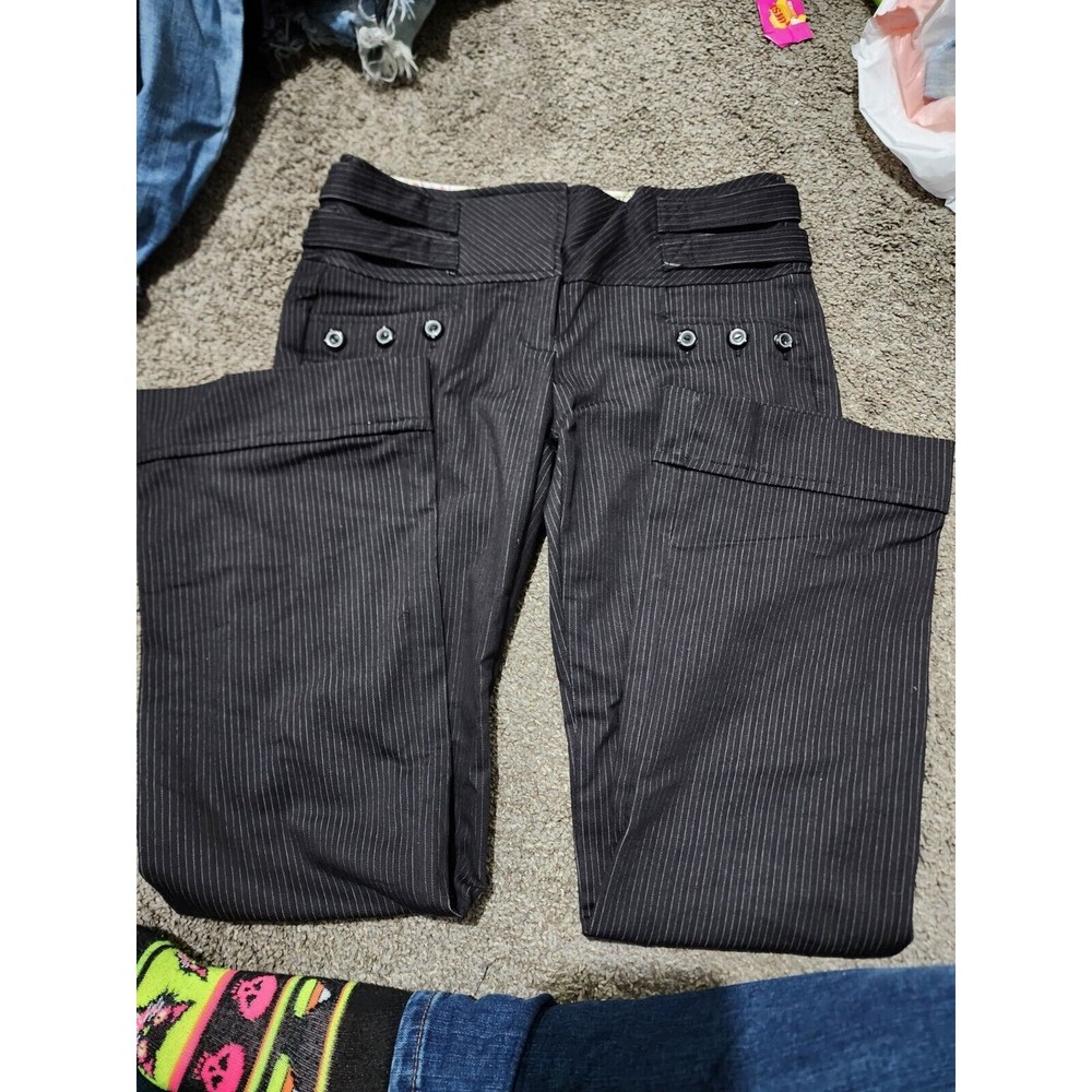 Joe Benbasset Ladies Black With Gray Striped Slacks Size 1 (WC26)